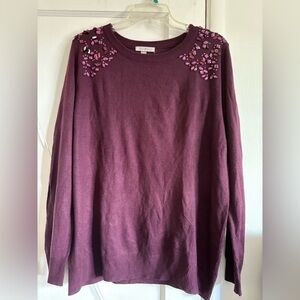 Roz & Ali Plum Embellished Sweatshirt